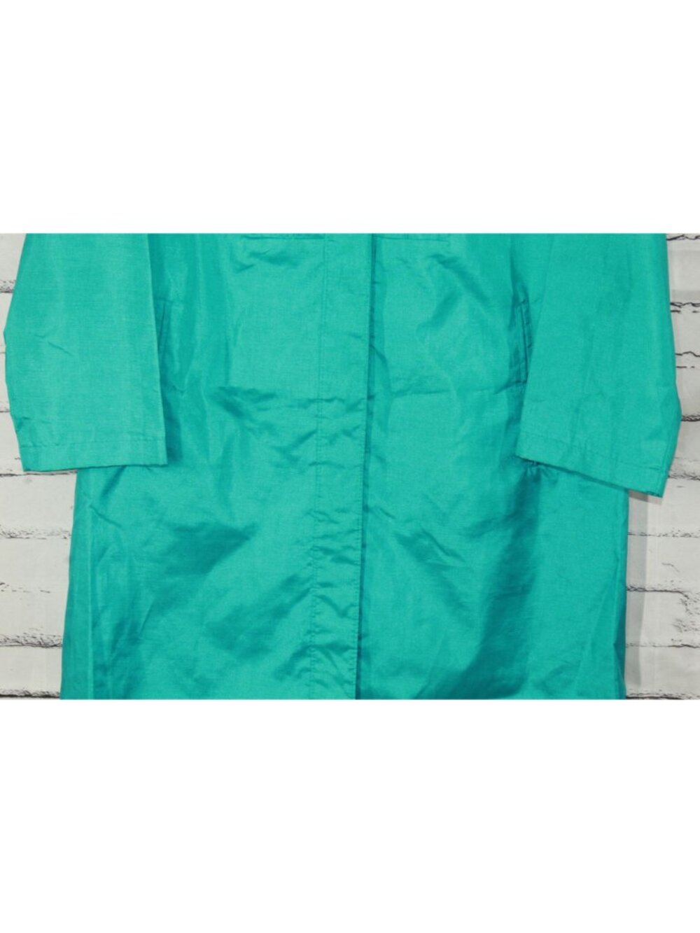 Vintage Alorna Long Lightweight Spring Trench Coat Teal Size 12 Pet - Picture 5 of 12